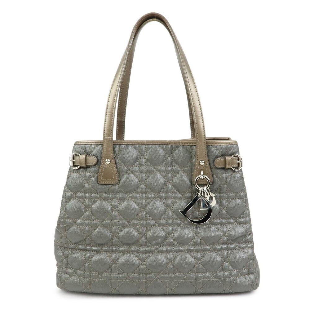 Christian Dior Panarea Cannage Coated Canvas Tote Gray